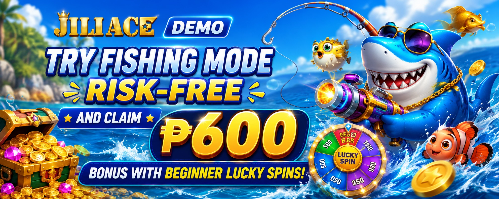 Fishing game room with clear arcade-style layout