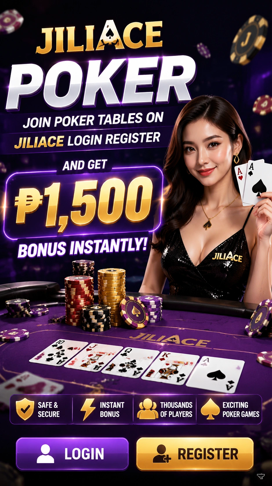 Texas Hold'em poker table with cards and chips on the poker hub page